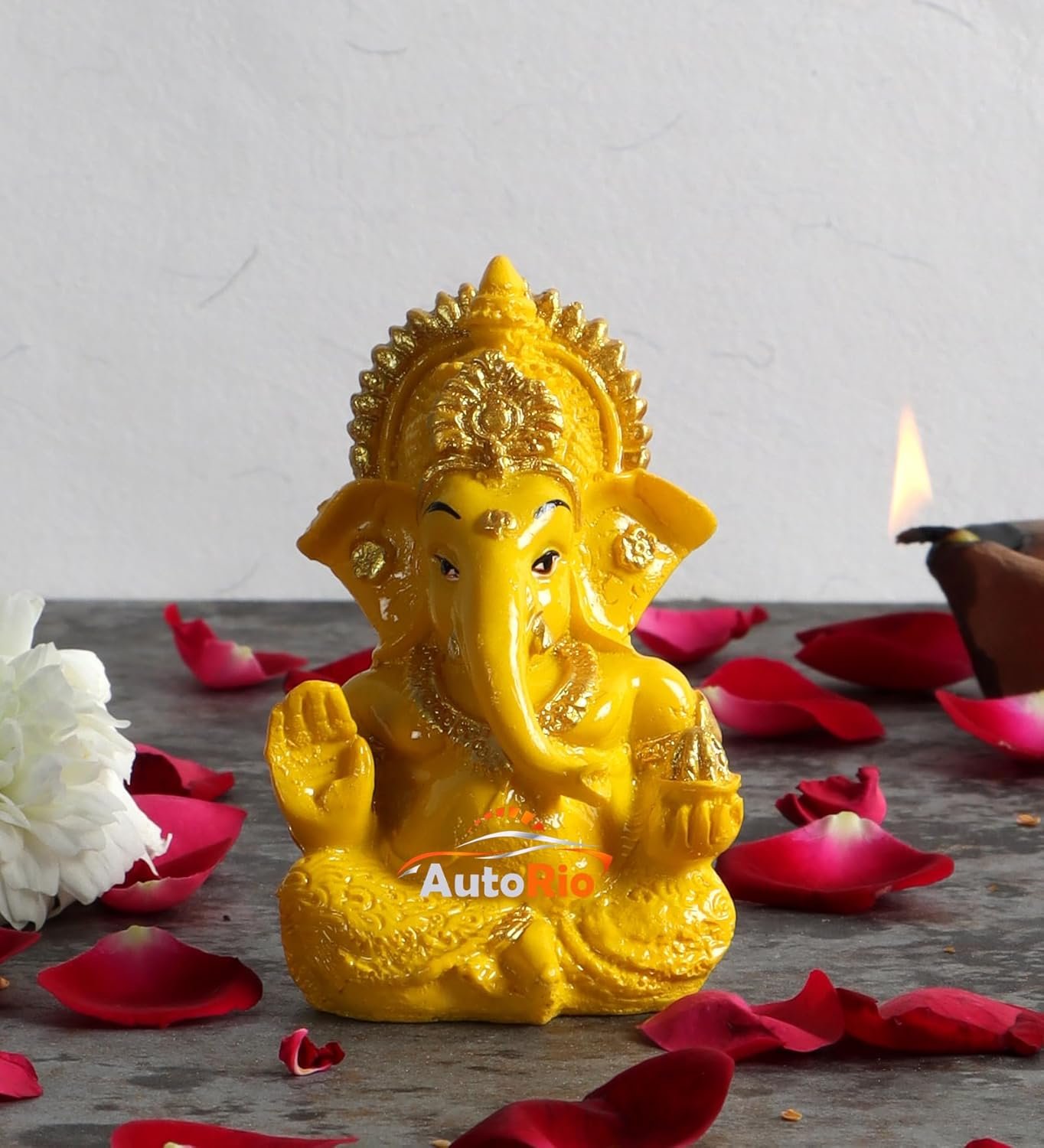 Shri Ganesha Idol for Car Dashboard | Lord Statue for Home, Office & Pooja Room Decor | Spiritual Gift for Housewarming, Festive & Religious Occasions(Yellow)