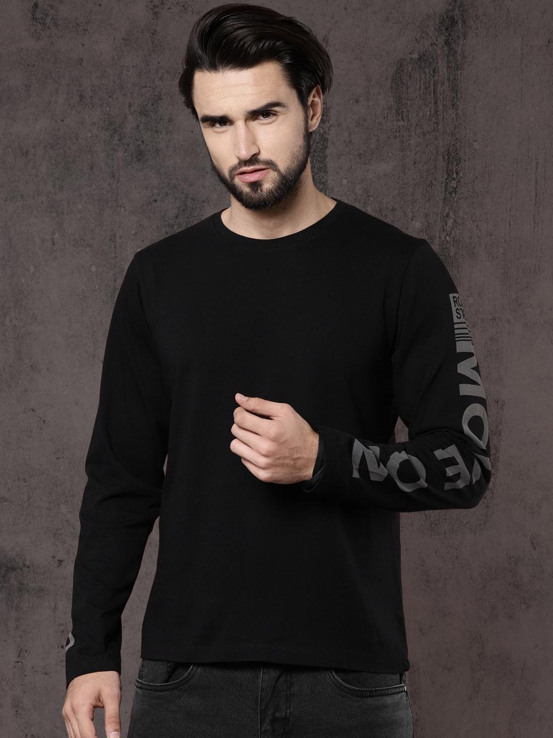 Buy Roadster Men Black Solid Round Neck T Shirt -  - Apparel for Men