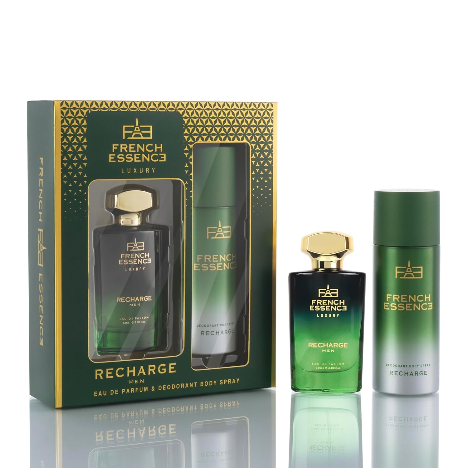 FRENCH ESSENCE Luxury Gift Set For Men - Perfume 60Ml & Deodorant 120Ml | Perfume and Deo Combo|Premium Gift for Husband & Boy Friend (Recharge)