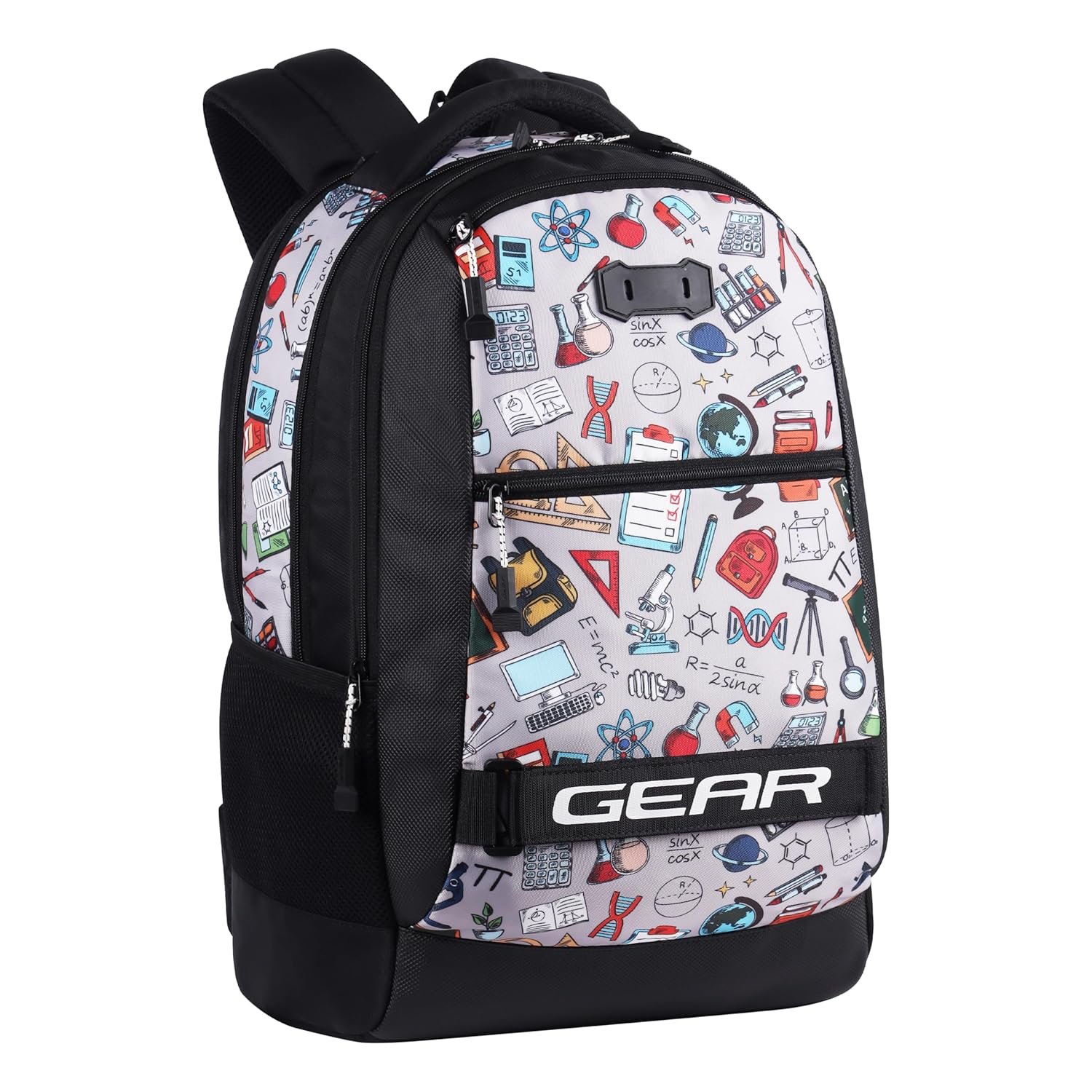 Gear Invent 19"/34L Large Water Resistant School Bag/Casual 4 Compartment Backpack/Daypack/Travel Backpack/Kids Bag for Boys/Girls - Black