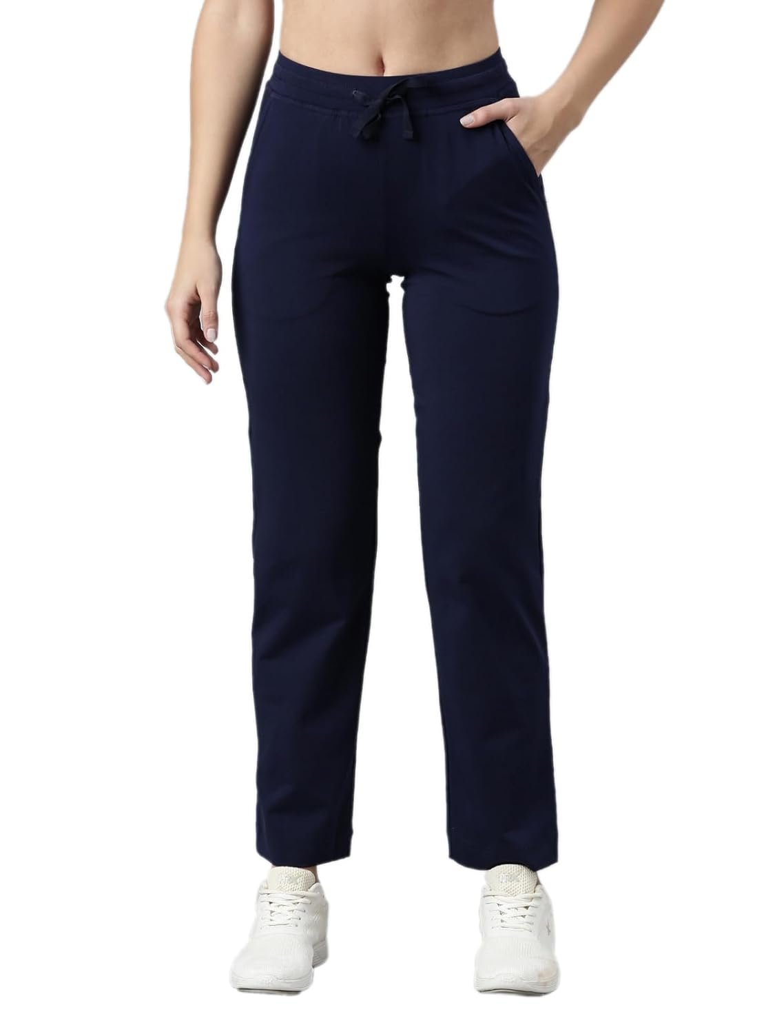 GO COLORS Cotton Stretch Track Pants Full Length for Women| Breathable, Mid Rise