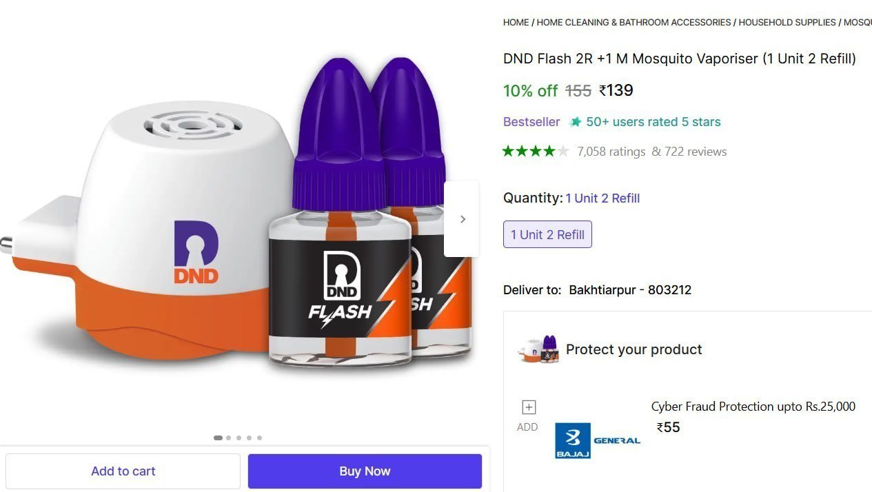 DND Flash 2R +1 M Mosquito Vaporiser Price in India - Buy DND Flash 2R +1 M Mosquito Vaporiser online at Shopsy.in