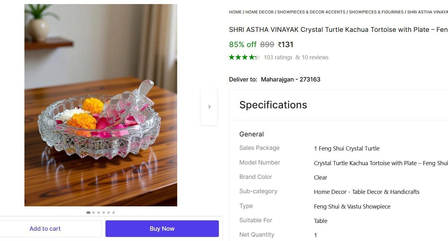 SHRI ASTHA VINAYAK Crystal Turtle Kachua Tortoise with Plate – Feng Shui Glass Showpiece 12 cm Feng Shui & Vastu Showpiece Price in India - Buy SHRI ASTHA VINAYAK Crystal Turtle Kachua Tortoise wi
