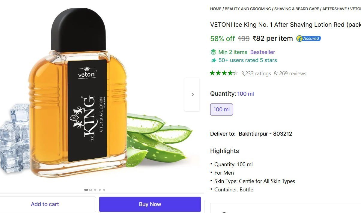 VETONI Ice King No. 1 After Shaving Lotion Red (packof 1)100ml Price in India - Buy VETONI Ice King No. 1 After Shaving Lotion Red (packof 1)100ml online at Shopsy.in