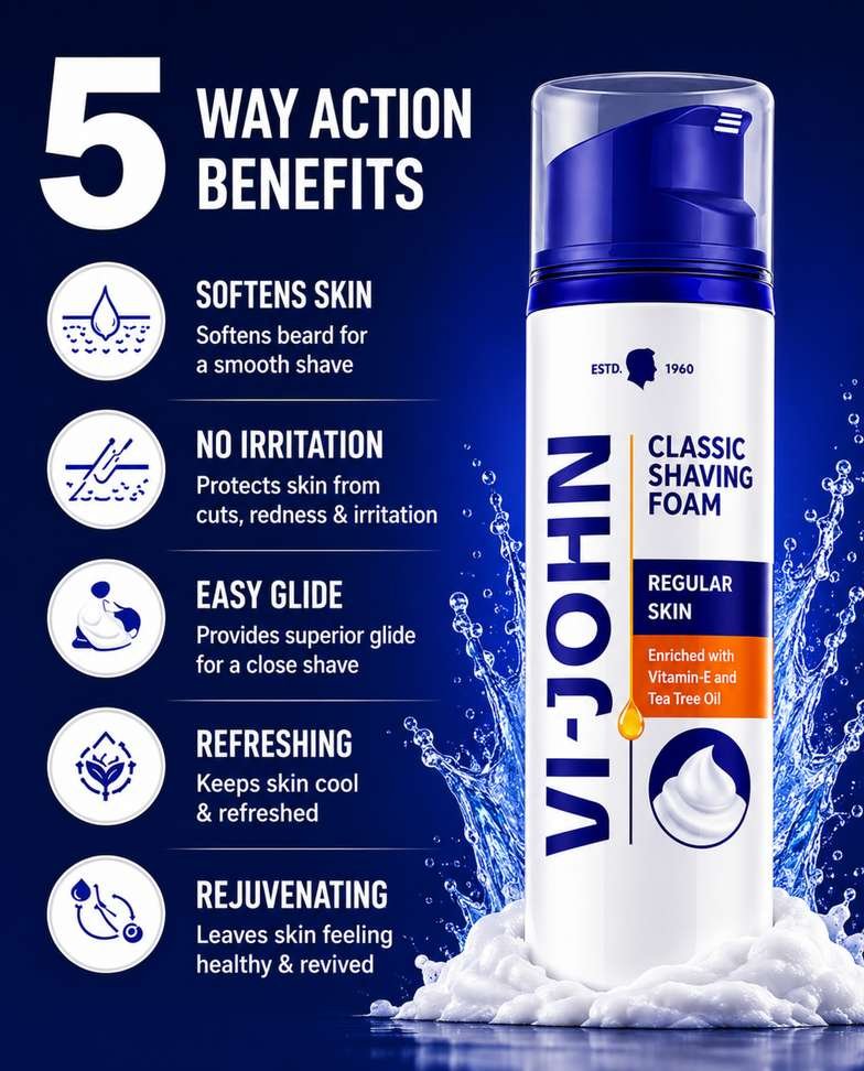 vi john classic shave foam regular skin tea tree oil