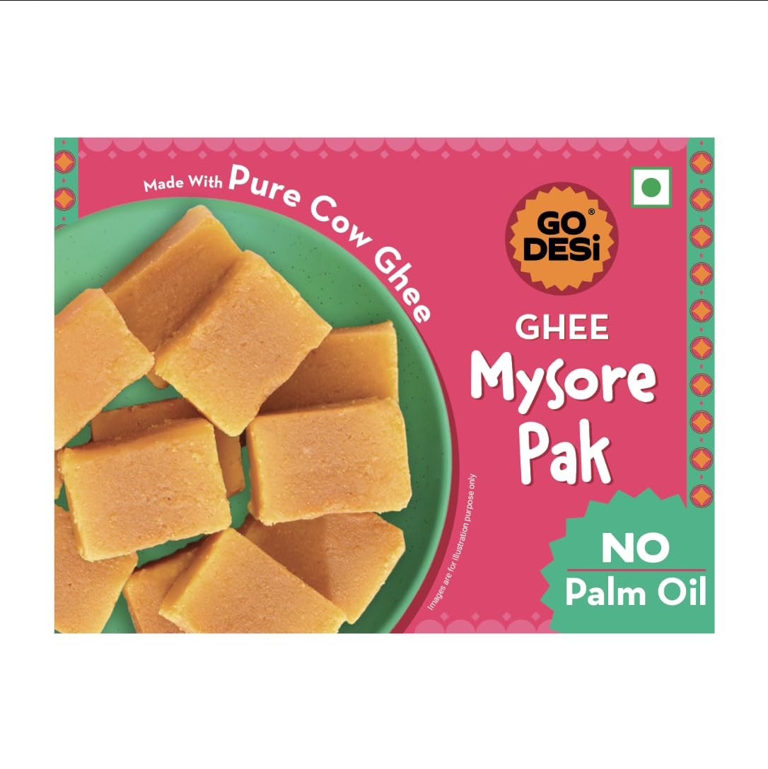 GO DESi - Mysore Pak | Made with Desi Ghee | Indian Mithai | Sweets Gift Pack | 180/150 grams