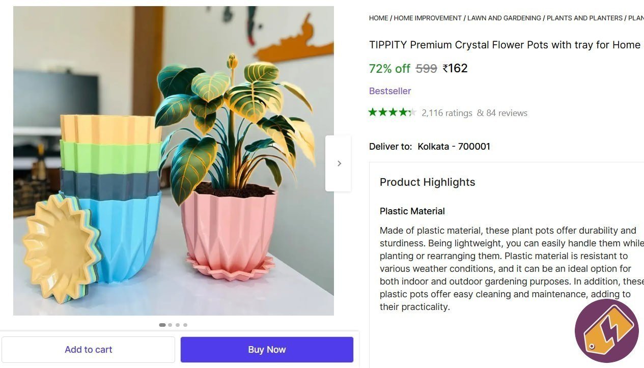 TIPPITY Premium Crystal Flower Pots with tray for Home & Decoration, Office, Windows Plant Container Set Price in India - Buy TIPPITY Premium Crystal Flower Pots with tray for Home & Decoratio