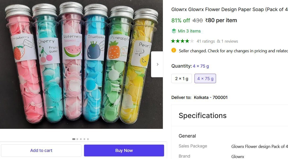 Glowrx Glowrx Flower Design Paper Soap (Pack of 4)(Assorted Colour) Price in India - Buy Glowrx Glowrx Flower Design Paper Soap (Pack of 4)(Assorted Colour) online at Shopsy.in
