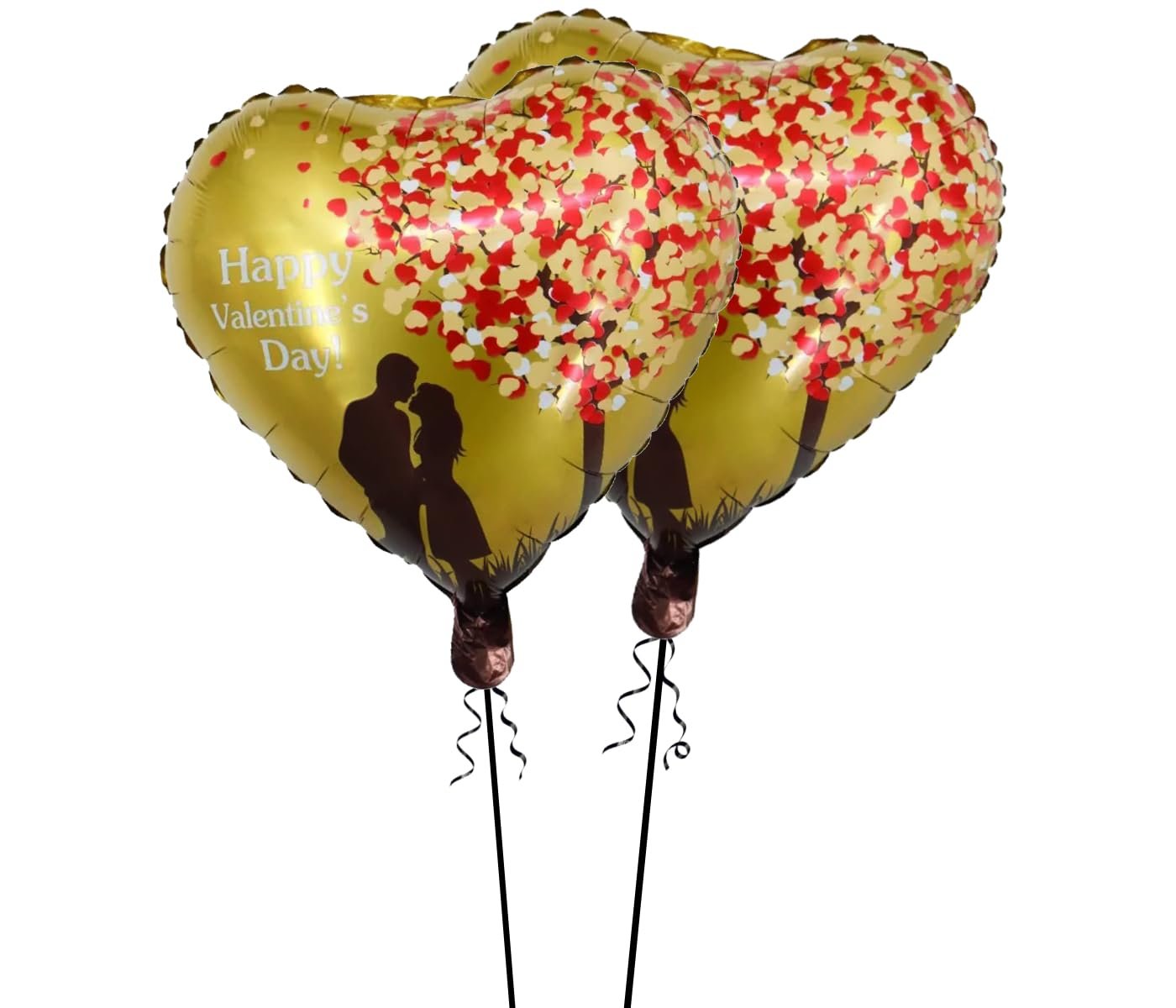 AMFIN (Pack of 2) Happy Valentine's Day Decoration Items, Heart Shape Foil Balloon - Gold & Red