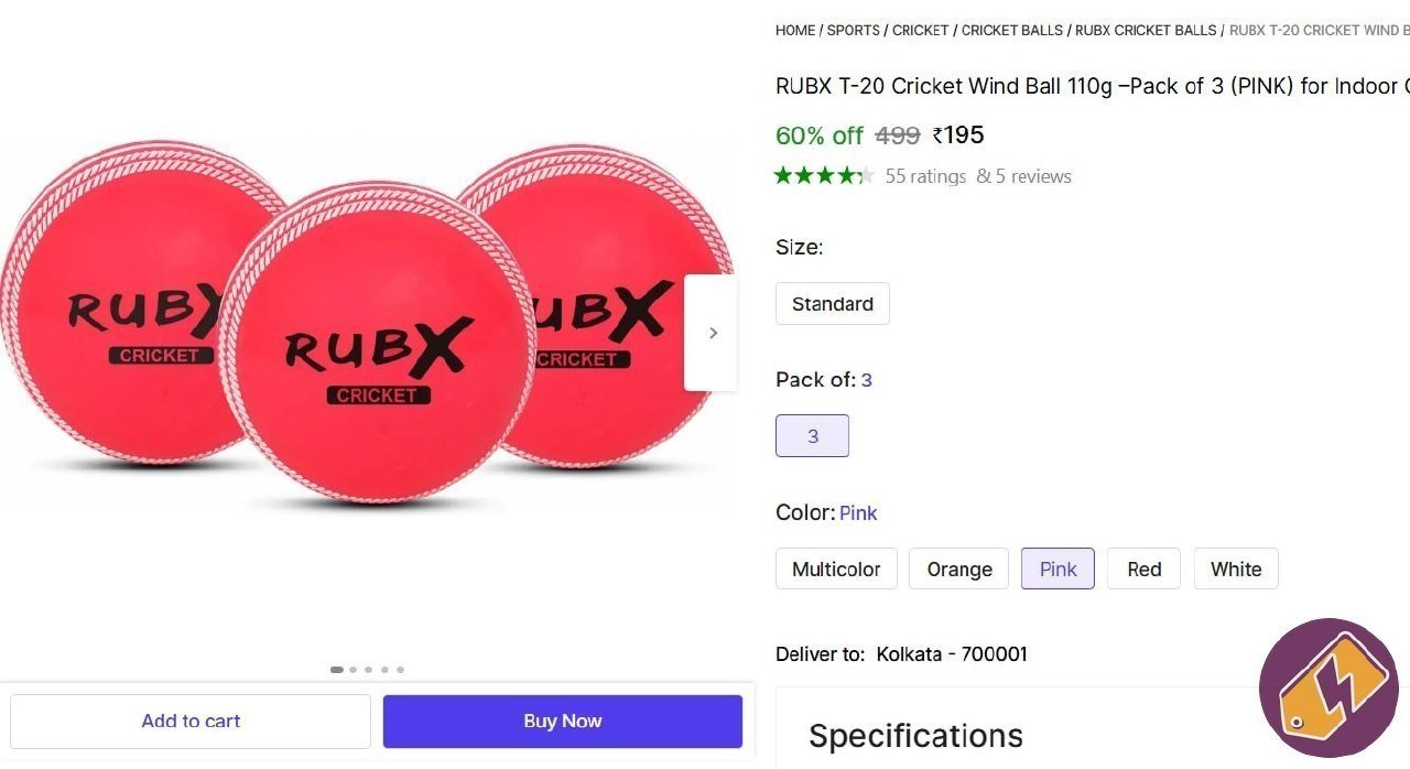 RUBX T-20 Cricket Wind Ball 110g –Pack of 3 (PINK) for Indoor Outdoor Street & Beach Cricket Synthetic Ball Price in India - Buy RUBX T-20 Cricket Wind Ball 110g –Pack of 3 (PINK) for Indoor Outdo