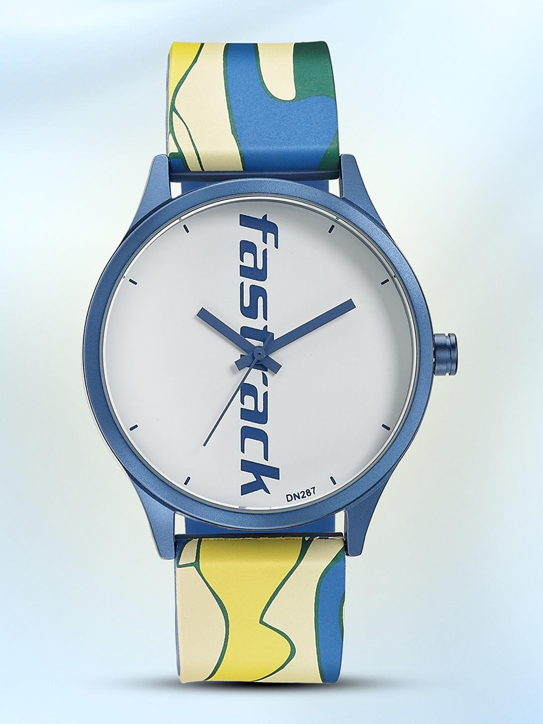Buy Fastrack Unisex White Aluminium Printed Dial & Blue Straps Analogue Watch 68031AP06 -  - Accessories for Unisex