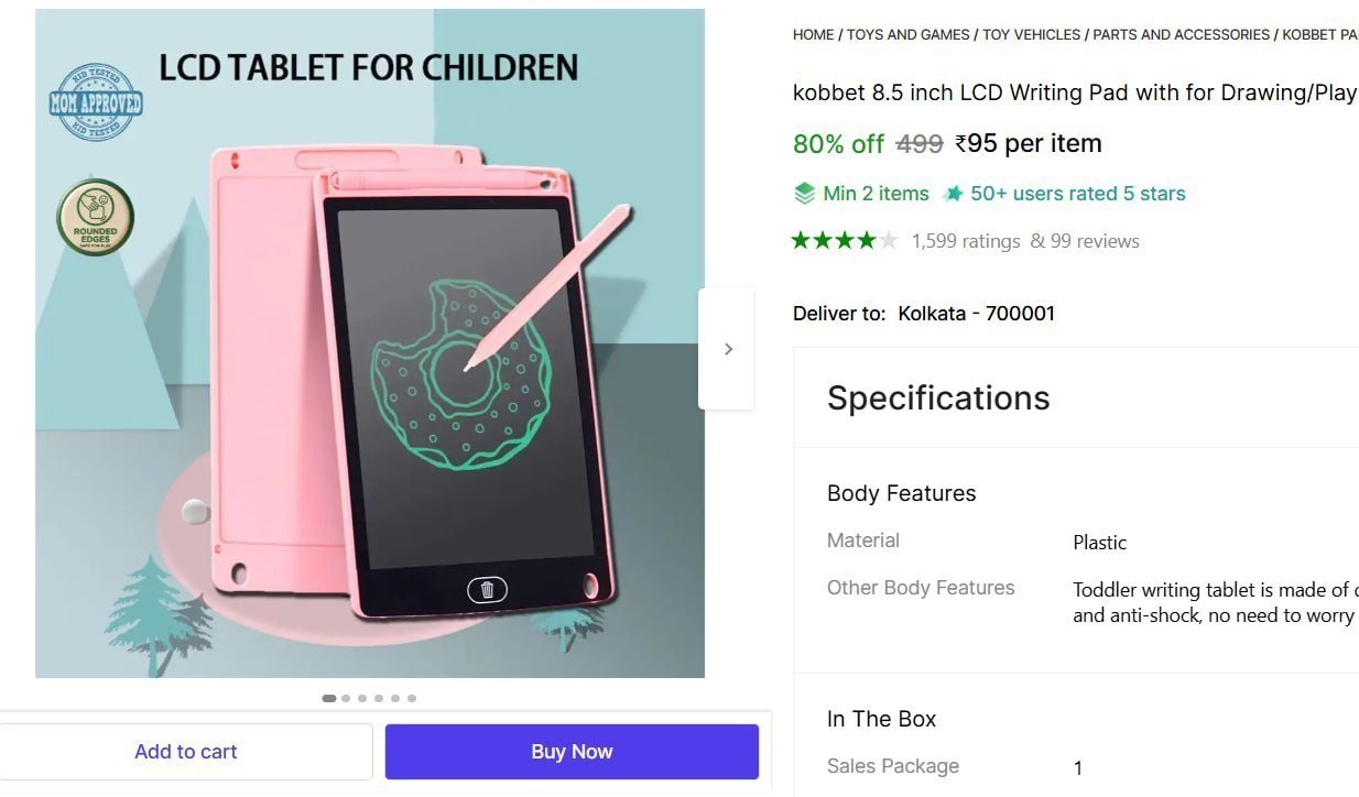 kobbet 8.5 inch LCD Writing Pad with for Drawing/Playing/Handwriting for Kids & Adults Price in India - Buy kobbet 8.5 inch LCD Writing Pad with for Drawing/Playing/Handwriting for Kids & Adul