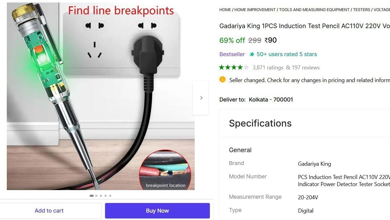 Gadariya King 1PCS Induction Test Pencil AC110V 220V Voltmeter Voltage Probe Volt Meter Digital Voltage Tester Price in India - Buy Gadariya King 1PCS Induction Test Pencil AC110V 220V Voltmeter Volta
