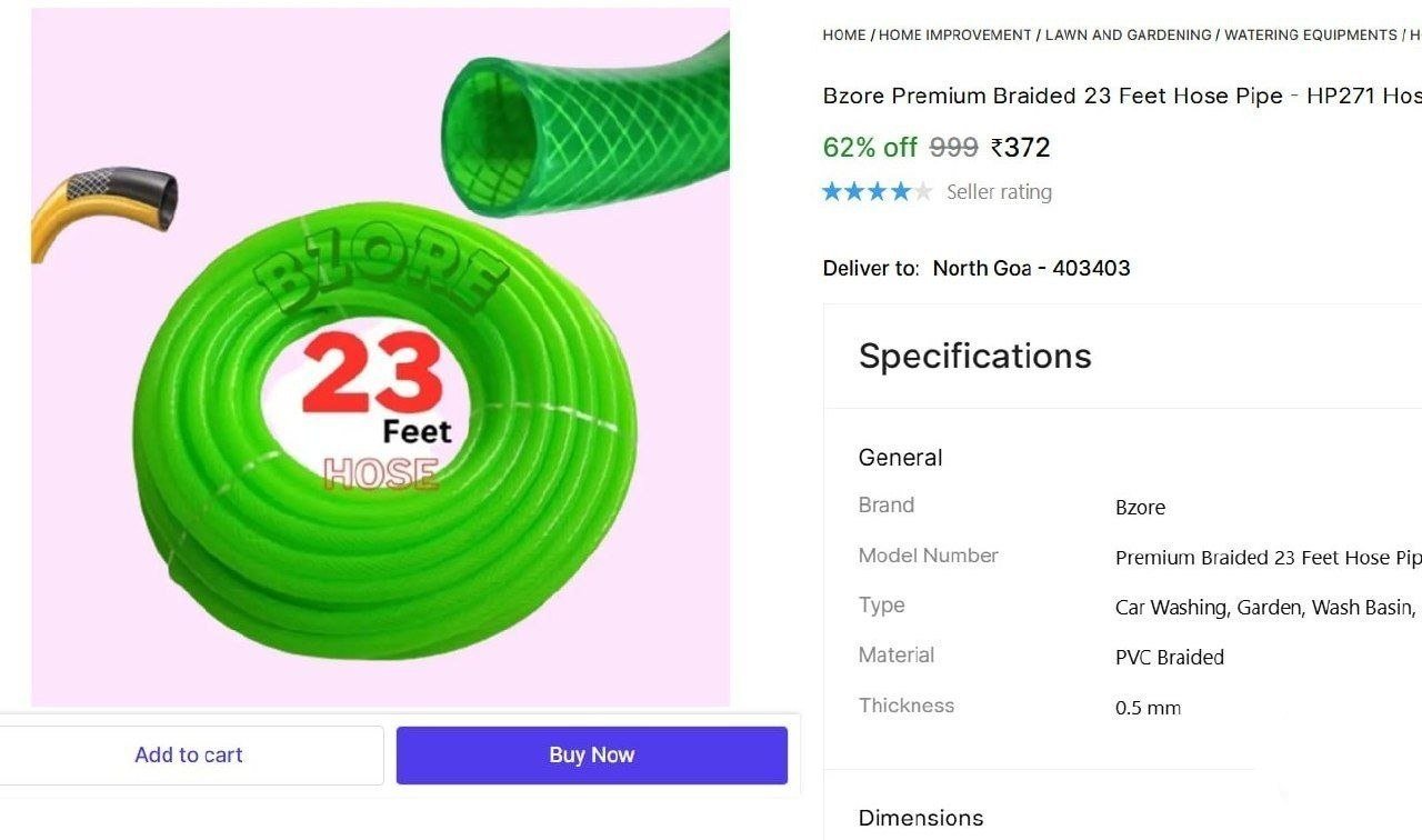Bzore Premium Braided 23 Feet Hose Pipe - HP271 Hose Pipe Price in India - Buy Bzore Premium Braided 23 Feet Hose Pipe - HP271 Hose Pipe online at Shopsy.in