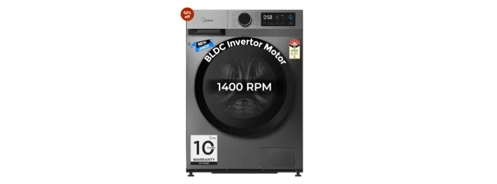 Midea 7 Kg 5 Star Fully Automatic Front Load Washing Machine with Inverter Motor, Self Clean Drum Technology, 15 Wash Programs
