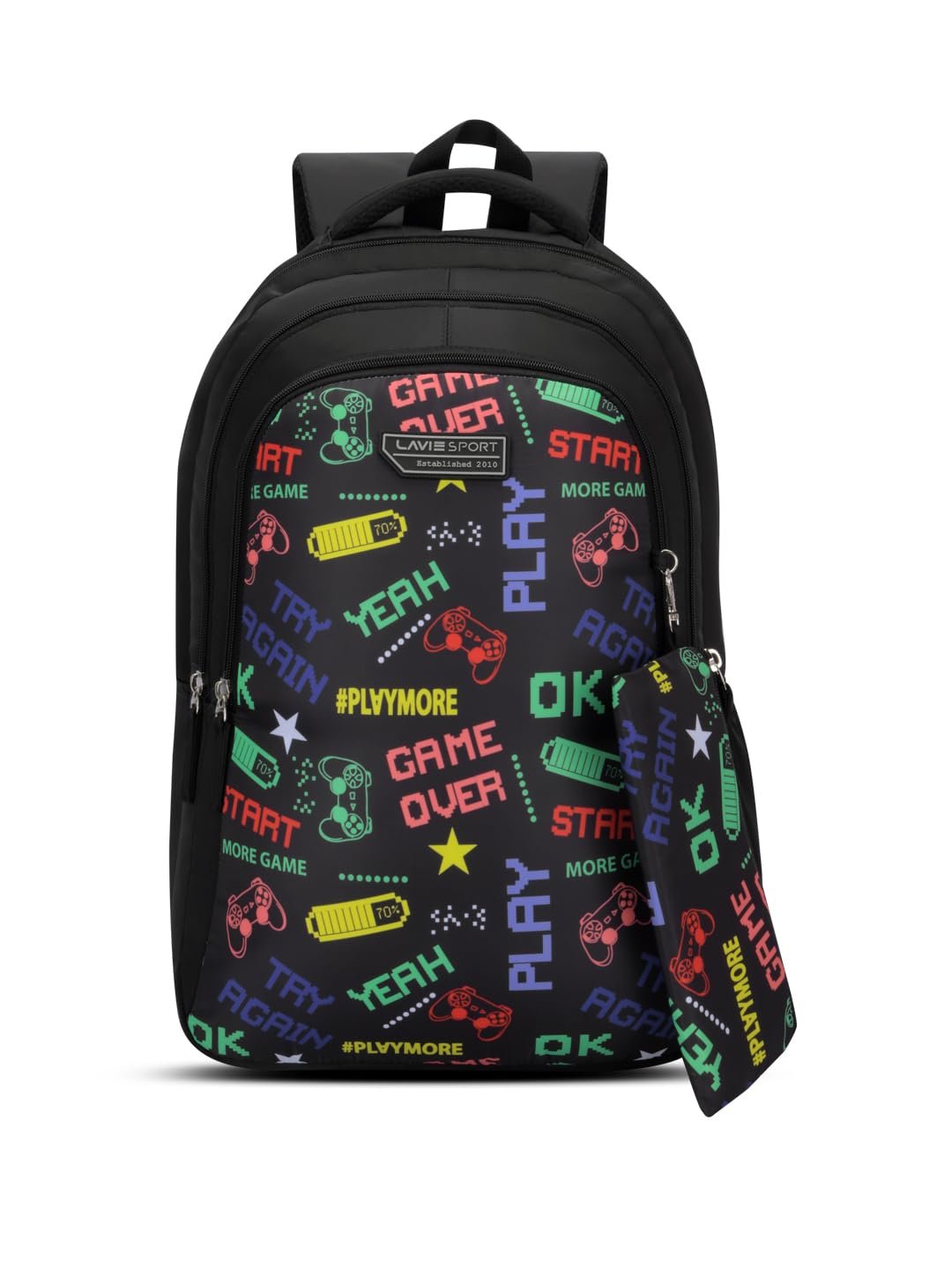 Lavie Sport Play 36L Black Backpack | Fits Upto 15 Inch Laptop | Organizer & Bottle Holder |Pencil Pouch | Gift for Men, Women, Boys, Girls | Laptop Sleeve for School & College