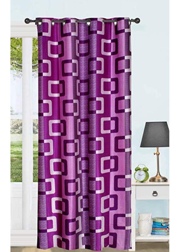 INIRA TRENDZ Polyester & Polyester Blend Printed Curtain, 4 x 5 feet, Blue, Pack of 1, Grommets, Eyelet