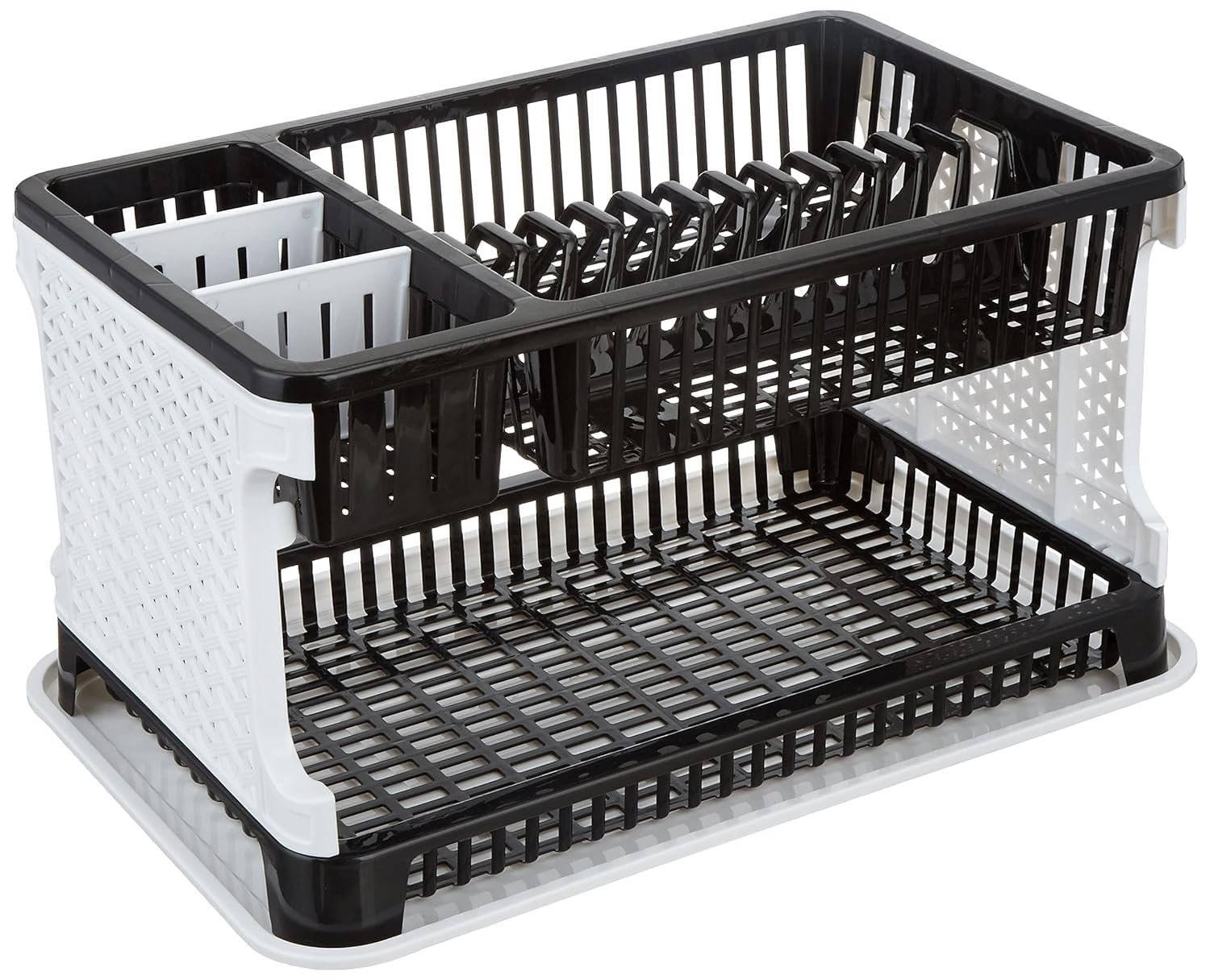 Clazkit Dish Drainer | Plastic Cutlery Holder | Drying Basket | Dish Drying Rack for Kitchen Utensils |Standing Shelf Bartan Stand Countertop for Kitchen | 51 * 33 * 27.2 Centimeters | Black