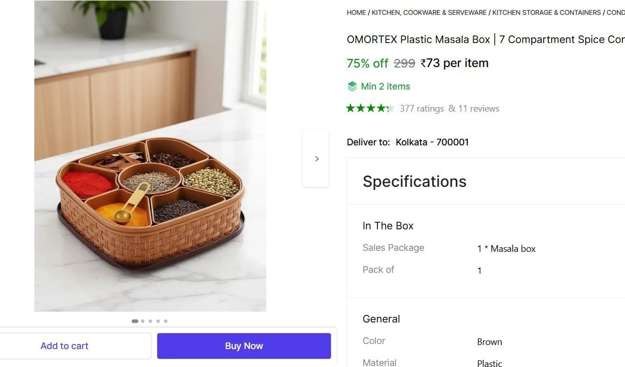 OMORTEX Plastic Masala Box | 7 Compartment Spice Container | Food-Grade Multipurpose Masala Dabba 1 Piece Spice Set Price in India - Buy OMORTEX Plastic Masala Box | 7 Compartment Spice Container | Fo