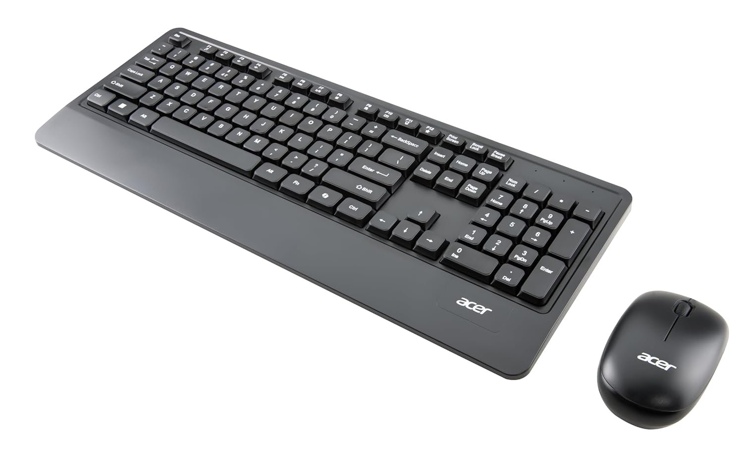 Acer PalmEase Wireless Keyboard & Mouse Combo with Palm Rest | 2.4GHz, 1600 DPI, Co-Pilot Key, Rupee ₹ Symbol | 10m Range, 10M Keystroke Life, Power Saving Mode | Windows & Mac Compatible – Bl