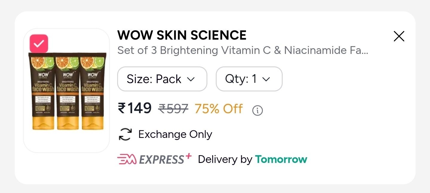 Buy WOW SKIN SCIENCE Set Of 3 Brightening Vitamin C & Niacinamide Face Wash   80ml Each -  - Personal Care for Unisex