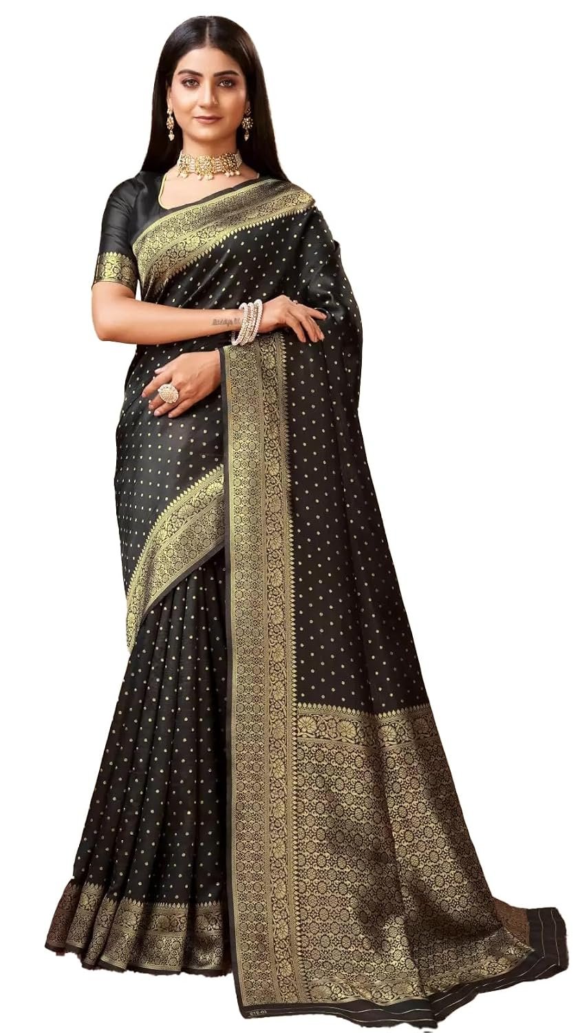 Sugathari Women's Banarasi Saree Pure Kanjivaram Silk Saree Soft new ladies 2023 Design Wear Pattu Sarees Latest Cotton Party Sari collections With Blouse Piece for Wedding sadi (SAM PARI-113)