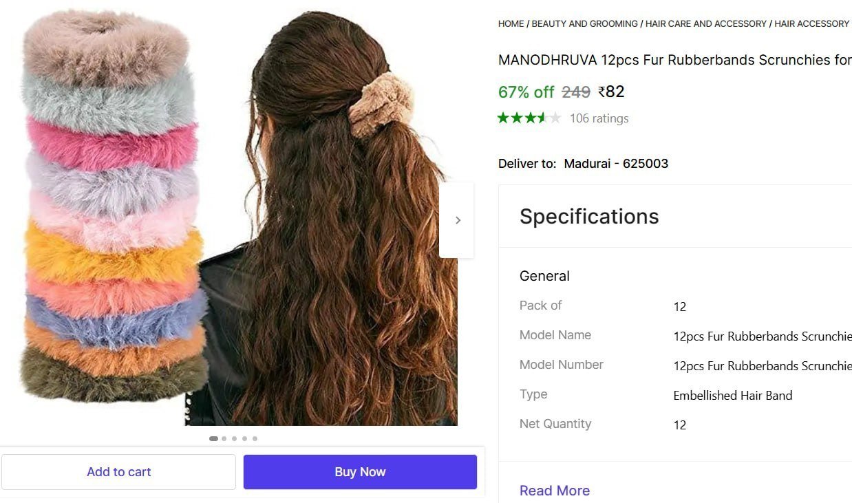MANODHRUVA 12pcs Fur Rubberbands Scrunchies for Women and Girls, Multicolor Embellished Hair Band Price in India - Buy MANODHRUVA 12pcs Fur Rubberbands Scrunchies for Women and Girls, Multicolor Embel