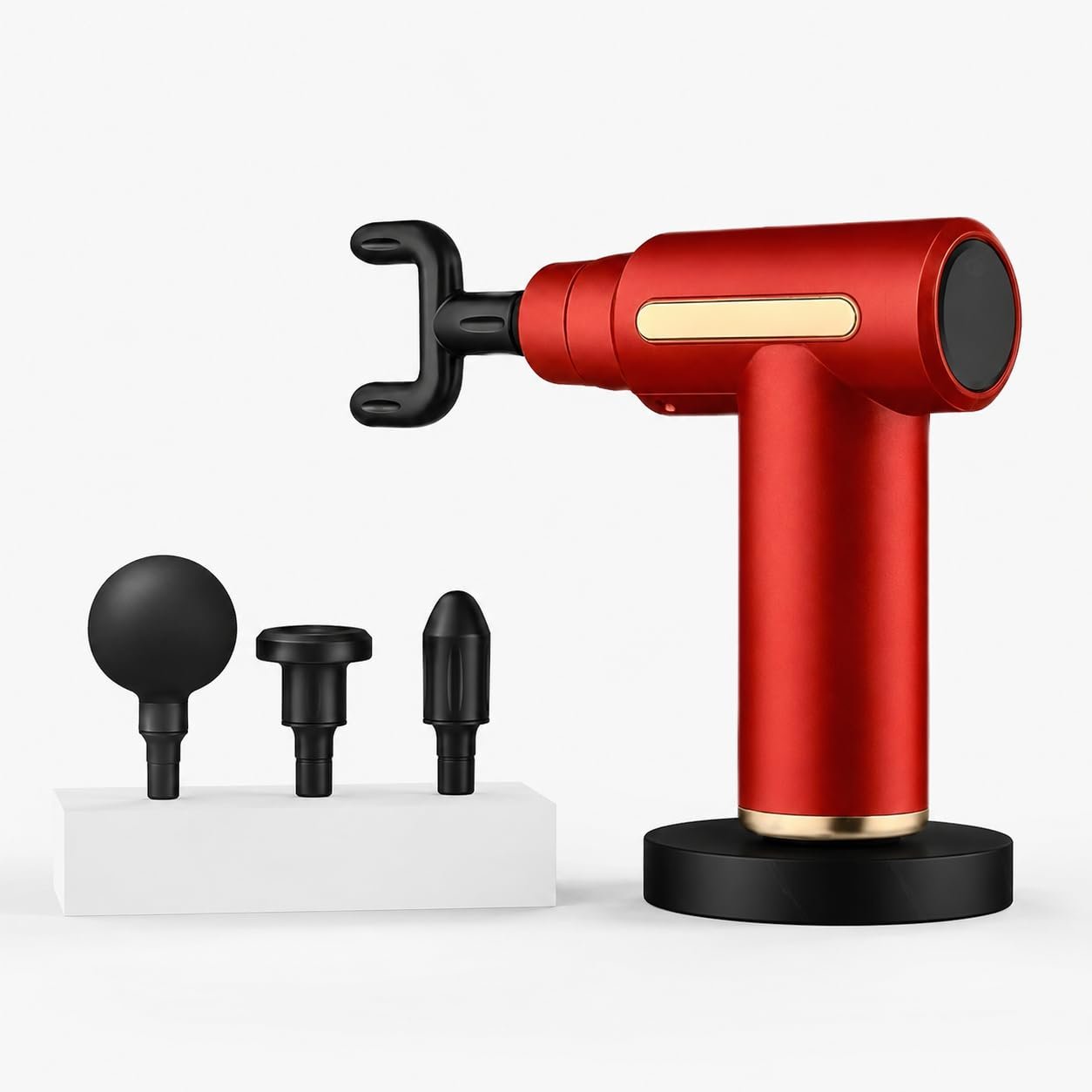 4 Piece Massage Heads - Pain Relief Simple to use One Button Massage Gun for Body Recovery | Wireless & Rechargeable Handheld Gun Massager Machine | Leg Massager Therapy Gun Multicolor, "The O