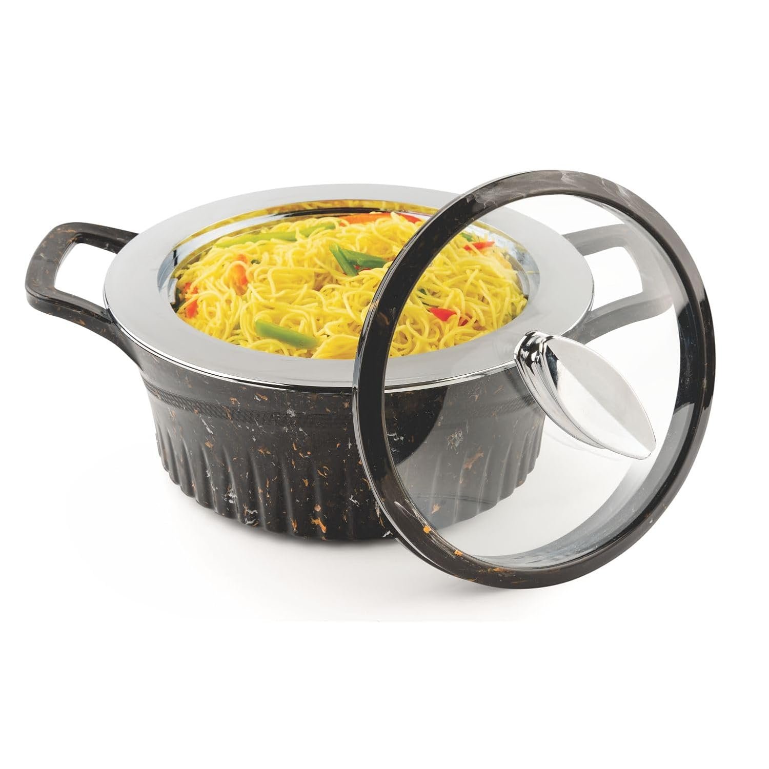 SignoraWare Master Lock BPA Free Plastic Casserole | Inner Stainless Steel With Borosilicate Glass Lid | Perfect for Home, Kitchen & Gifting | Ideal for Storing & Serving Hot Meals (2 Ltr | Bl