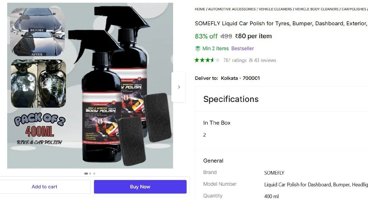 SOMEFLY Liquid Car Polish for Tyres, Bumper, Dashboard, Exterior, Headlight, Leather, Metal Parts Price in India - Buy SOMEFLY Liquid Car Polish for Tyres, Bumper, Dashboard, Exterior, Headlight, Leat