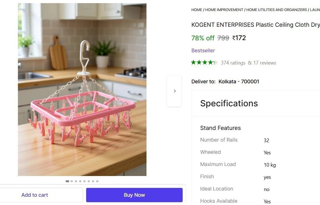 KOGENT ENTERPRISES Plastic Ceiling Cloth Dryer Stand Laundry Clip For Bay , Towel, Underwear Plastic Clip Hanger Price in India - Buy KOGENT ENTERPRISES Plastic Ceiling Cloth Dryer Stand Laundry Clip 