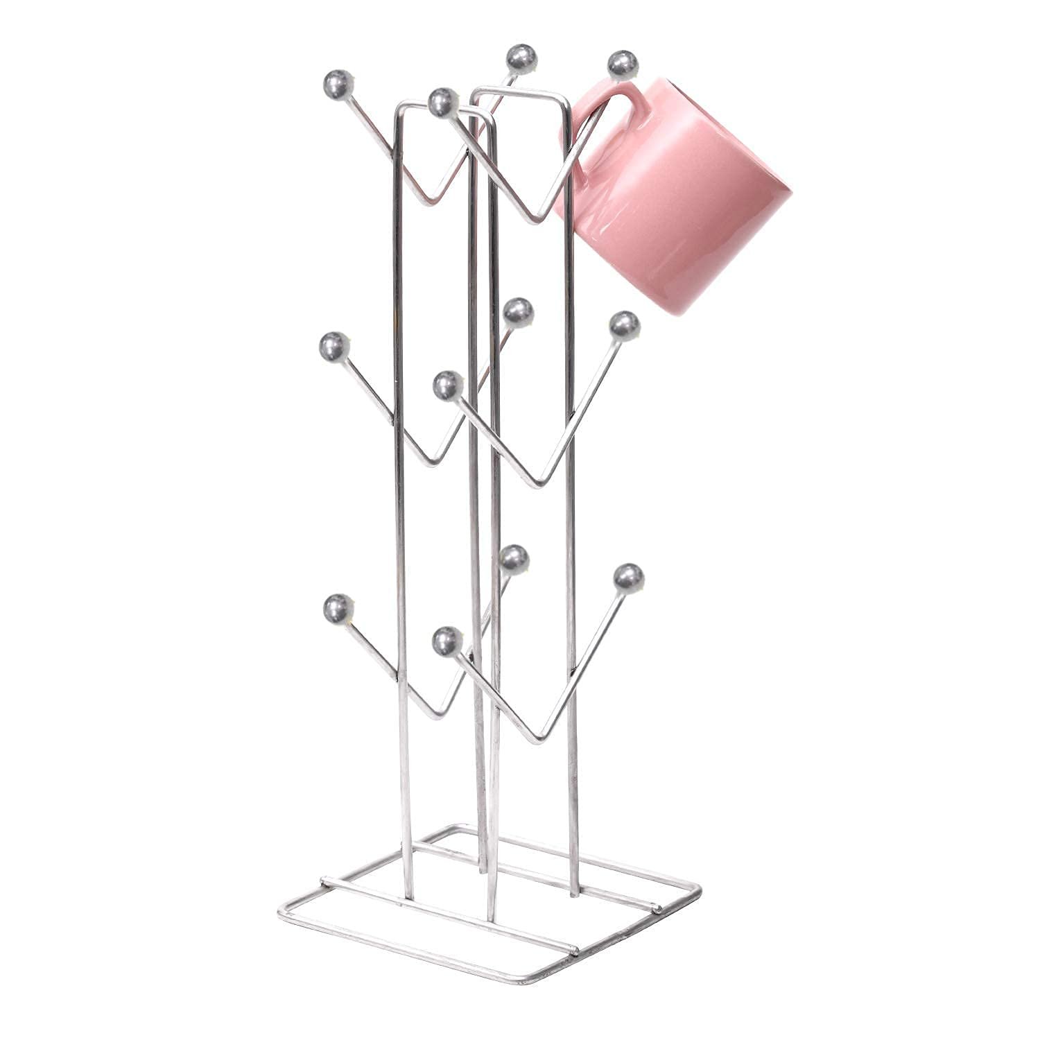 Stainless Steel Cup Rack Ideal for Kitchen, Coffee, and Tea Mug Display, Elegant Dining Table Cup/Mug Holder for 12 Cups (Pack of1) (NHSP)