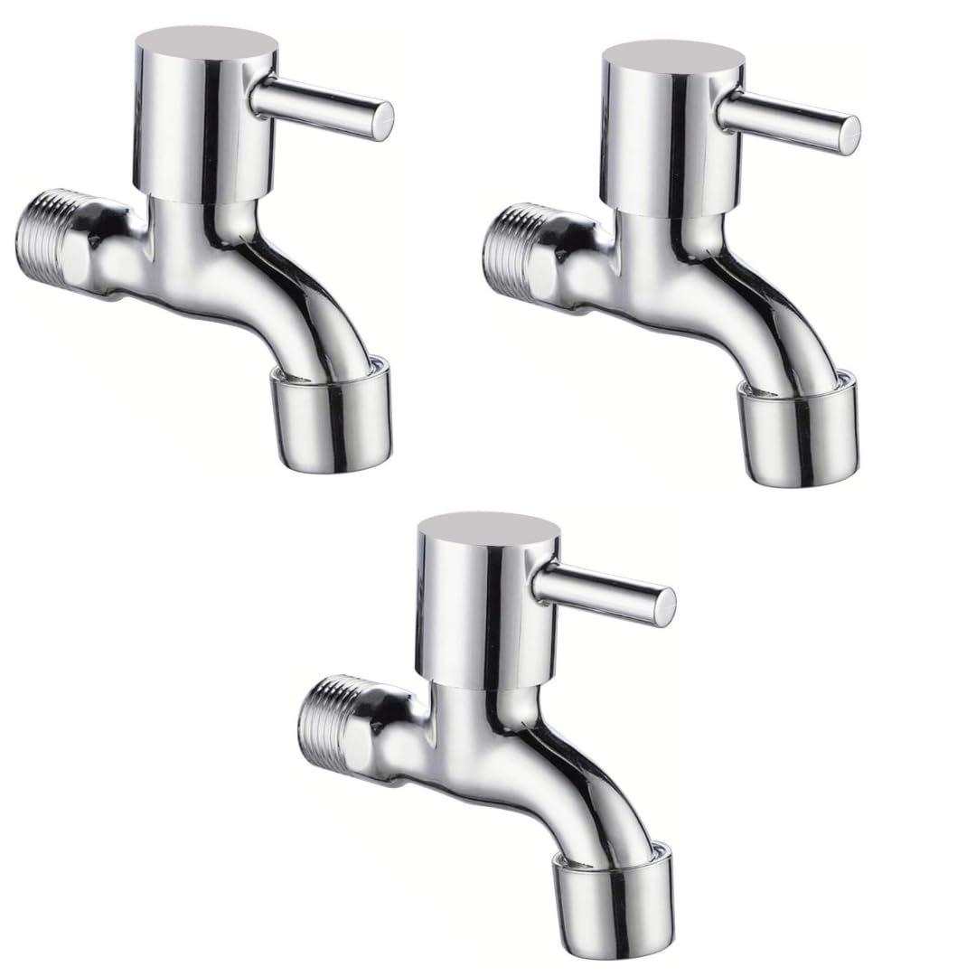 BATHBLISS Stainless Steel Turbo Bib Cock with Wall Flange - Pack of 3