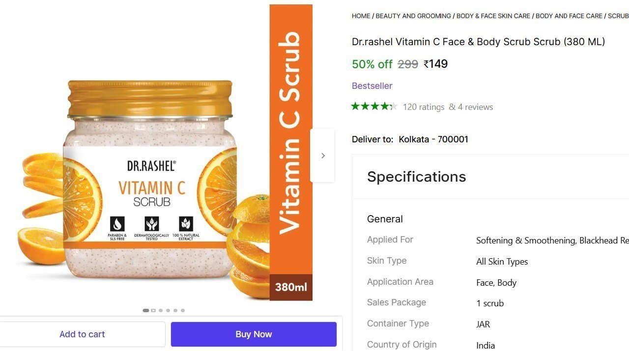 Dr.Rashel VITAMIN C FACE & BODY SCRUB Scrub Price in India - Buy Dr.Rashel VITAMIN C FACE & BODY SCRUB Scrub online at Shopsy.in
