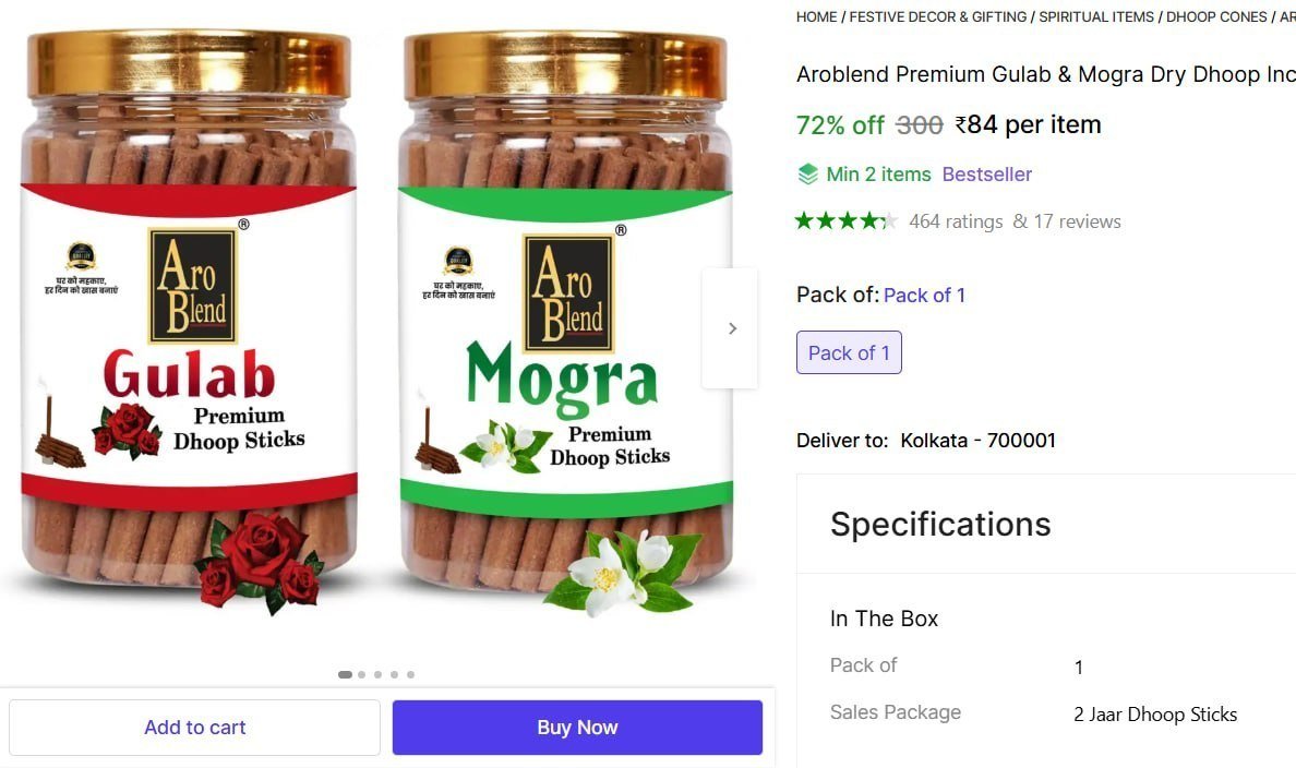Aroblend Premium Gulab & Mogra Dry Dhoop Incense Stick (100gms×2=200 Gram) Jar Rose, Jasmine Dhoop Price in India - Buy Aroblend Premium Gulab & Mogra Dry Dhoop Incense Stick (100gms×2=200 Gra
