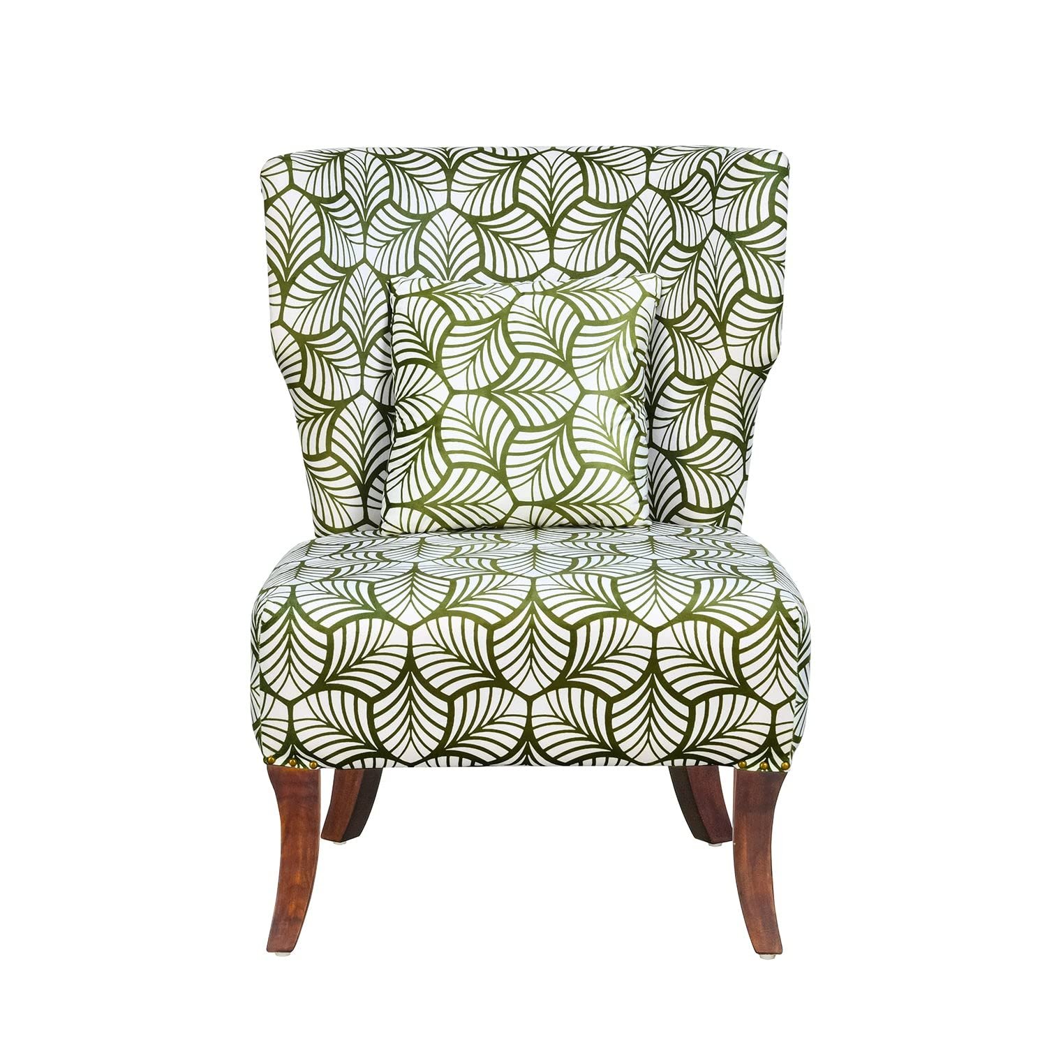 Nilkamal Leafy Fabric Lounge Chair (Green & White)