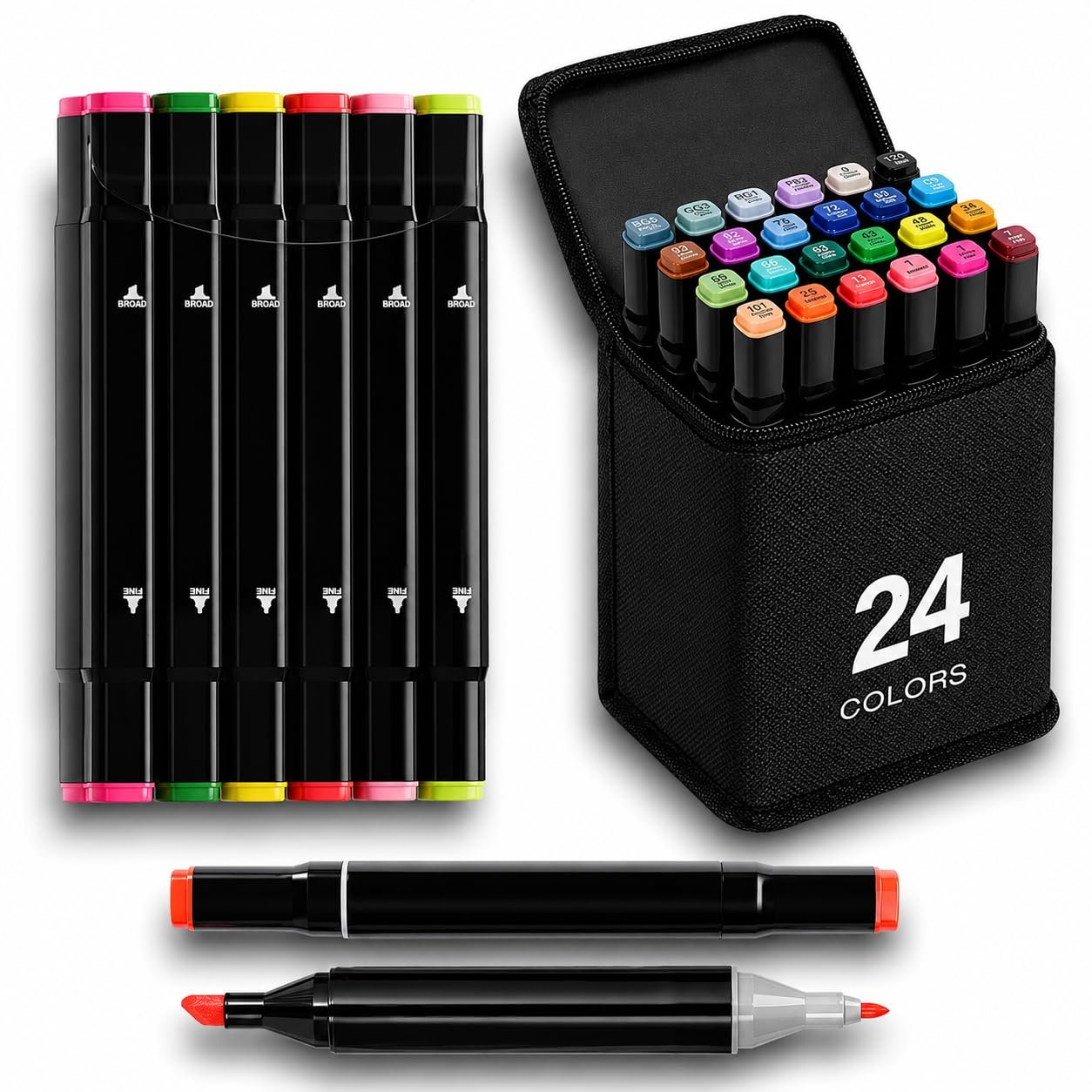 Corslet Combo of 24 & 12 Alcohol Markers & Color Pens Set | Colour Marker Pen Art Markers Dual Tip Brush & Chisel Alcohol Based Markers for Drawing Sketching Adult Colouring & Illustra