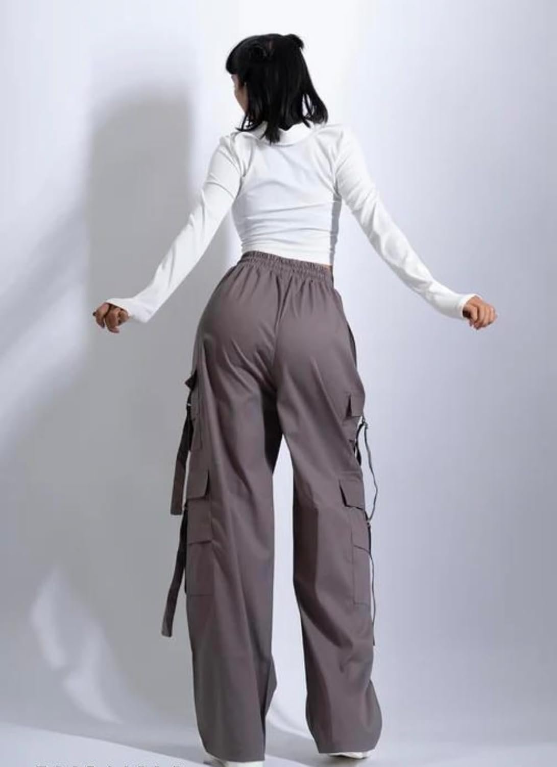 Women's 6 Pocket Cargo Pants, Loose Fit Drawstring Waist, Multiple Side Pockets, Casual Streetwear Style, Latest Cargo Wear