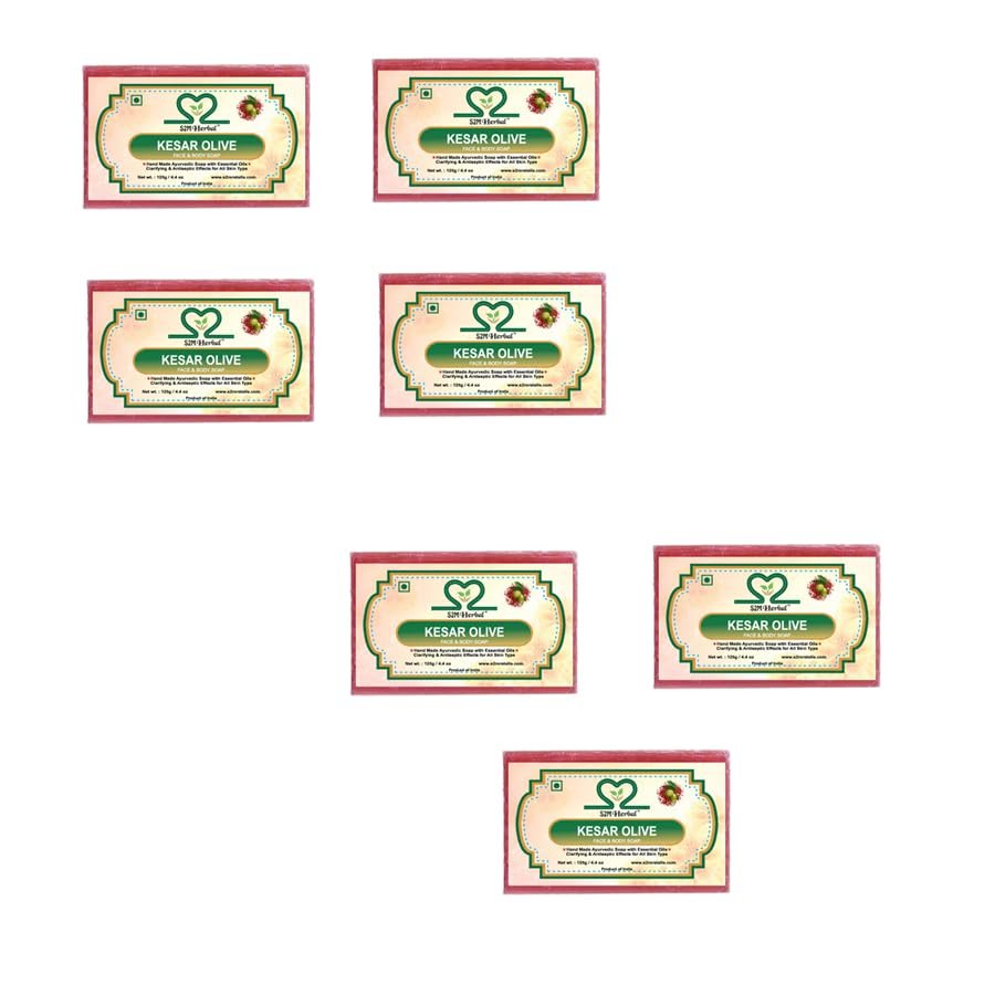 Keshar Olive Bathing Soap - Pack of 7 pcs (7 x 125 g)