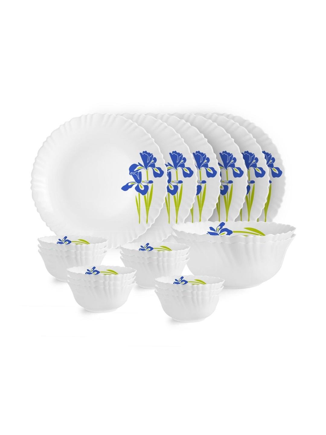 Buy Cello Dazzle Series Set Of 22 Blue Iris Microwave & Dishwasher Safe Opalware Dinner Set -  - Home for Unisex