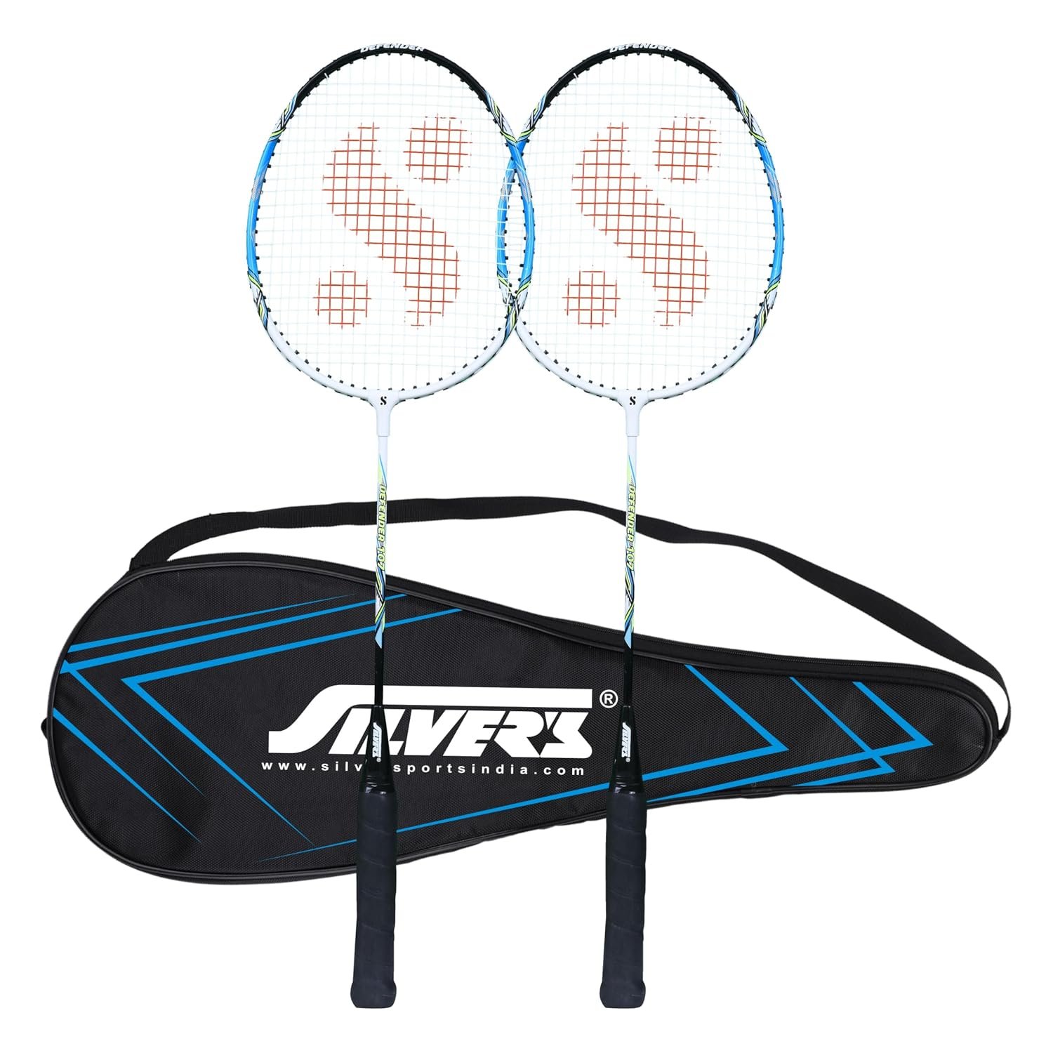 Silver's Aluminium Defender Badminton Kit (2 Racquets with Full Cover)(Blue/White)