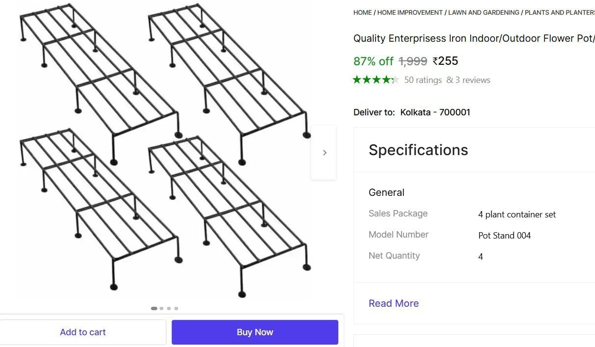 Quality Enterprisess Iron Indoor/Outdoor Flower Pot/Plant Stand for Home Garden Balcony Living Room Plant Container Set Price in India - Buy Quality Enterprisess Iron Indoor/Outdoor Flower Pot/Plant S