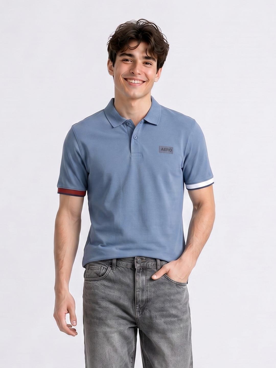 Buy Aeropostale Brand Logo Polo Collar Pure Cotton T Shirt -  - Apparel for Men