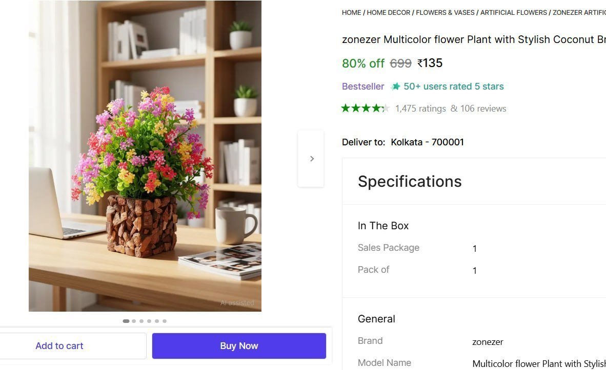 zonezer Multicolor flower Plant with Stylish Coconut Brown Pot Multicolor Daisy Artificial Flower  with Pot Price in India - Buy zonezer Multicolor flower Plant with Stylish Coconut Brown Pot Multicol