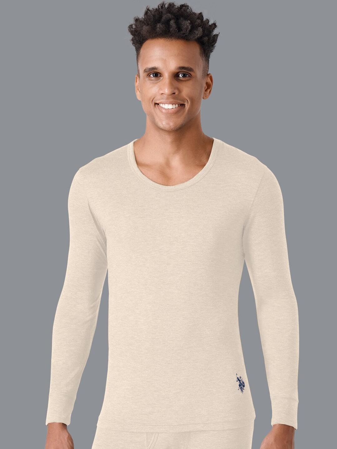 Buy U.S. Polo Assn. Men Beige Solid Thermal Tops -  - Apparel for Men