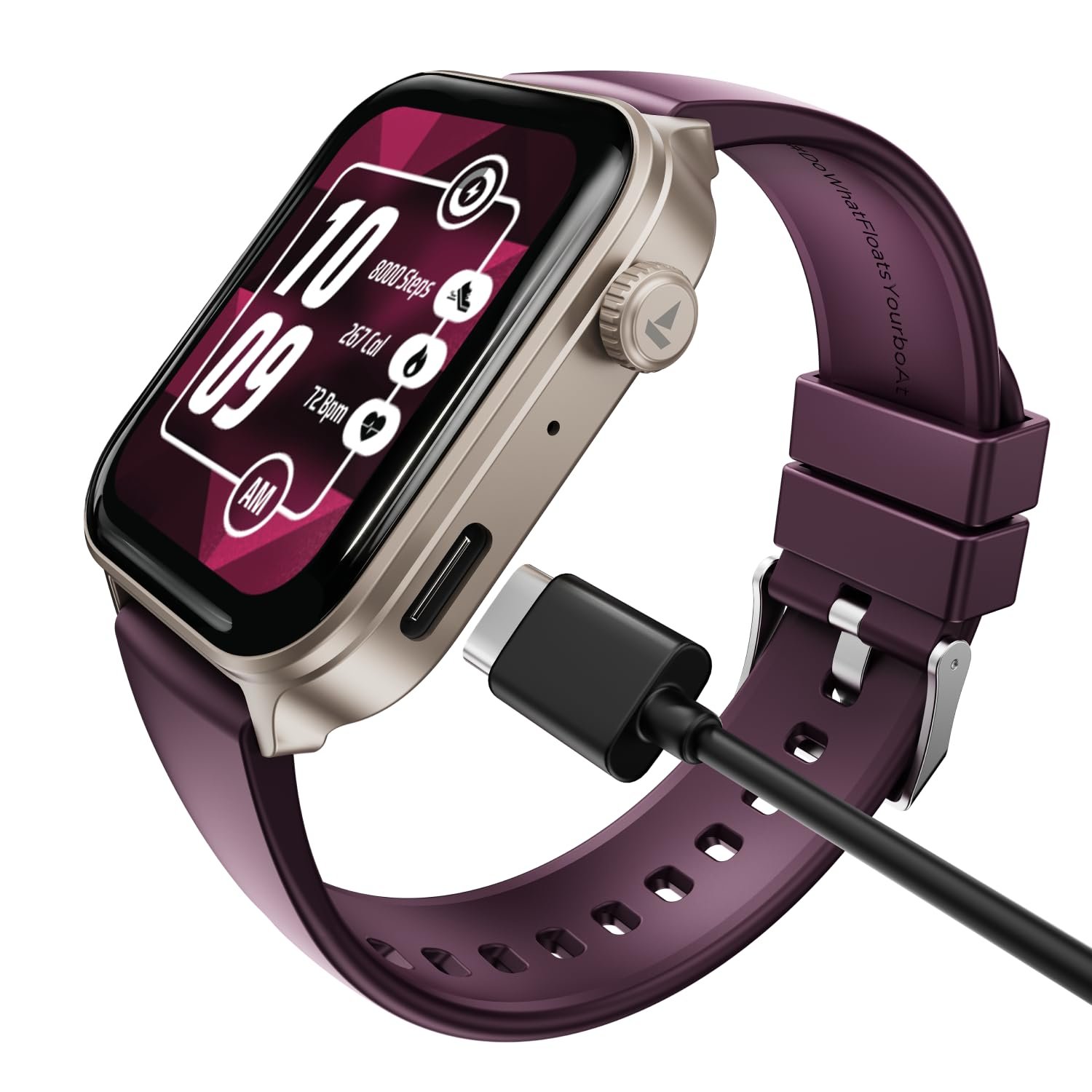 boAt Storm Call 4 India's first Smartwatch with Type-C Charging,1.96”(4.97 cm) HD Display, Functional Crown, BT Calling, Sports Modes, Heart Rate, SpO2, Sleep & Stress Tracking, SOS, IP68(Velv