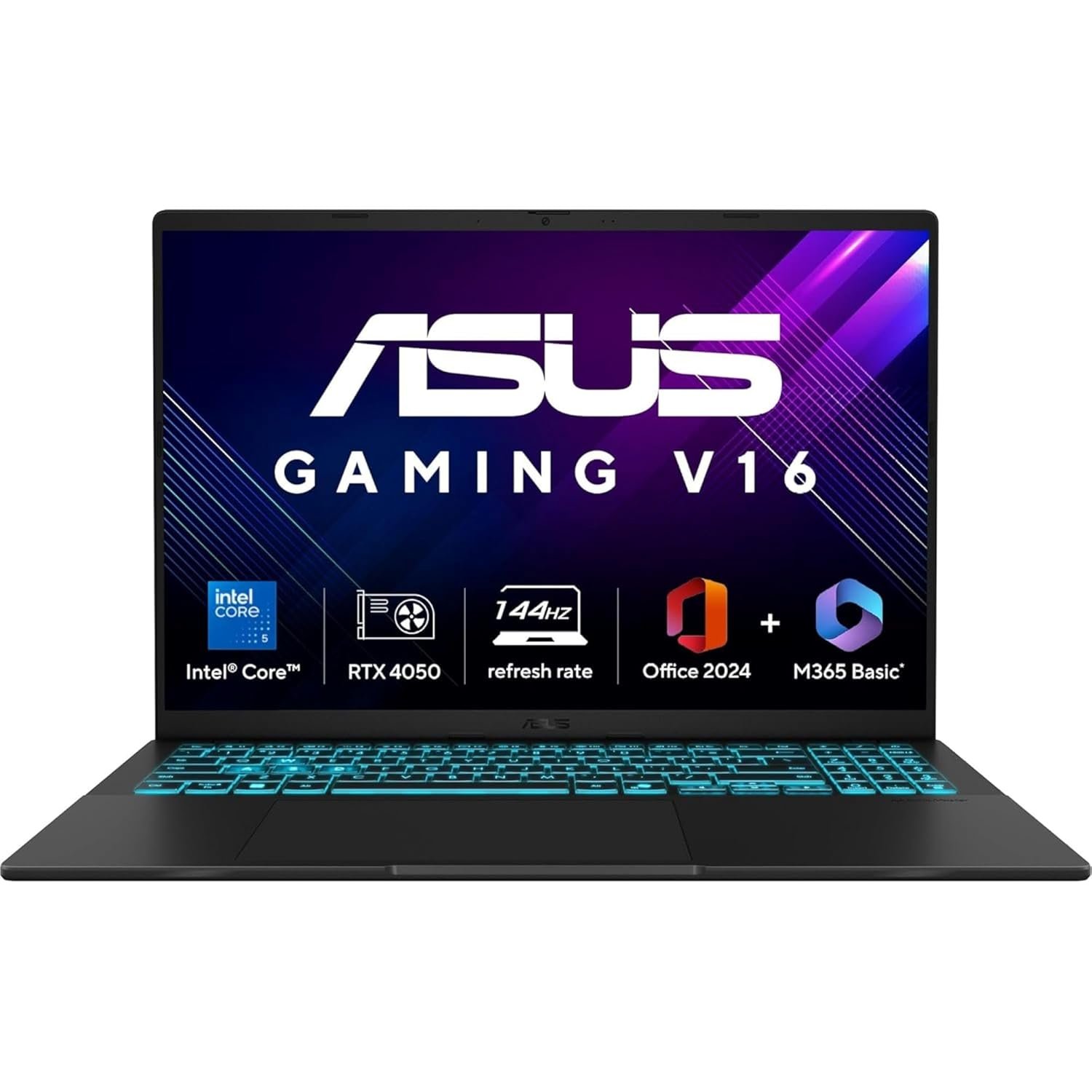 ASUS Gaming V16 (2025),Intel Core 5 210H (i5-14th Gen),RTX 4050-6GB,16GB RAM,512GB SSD,Windows 11,16"(40 cm),144Hz,M365 Basic (1Y),Office Home 2024,Matte Black,1.95 Kg,V3607VU-RP550WS,Gaming Lapto