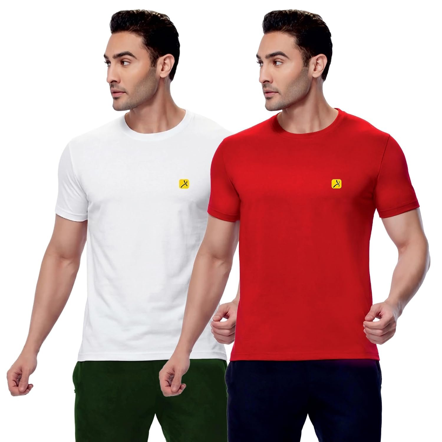 AMUL COMFY Men's Cotton Plain Round Neck Half Sleeve Casual T-Shirts