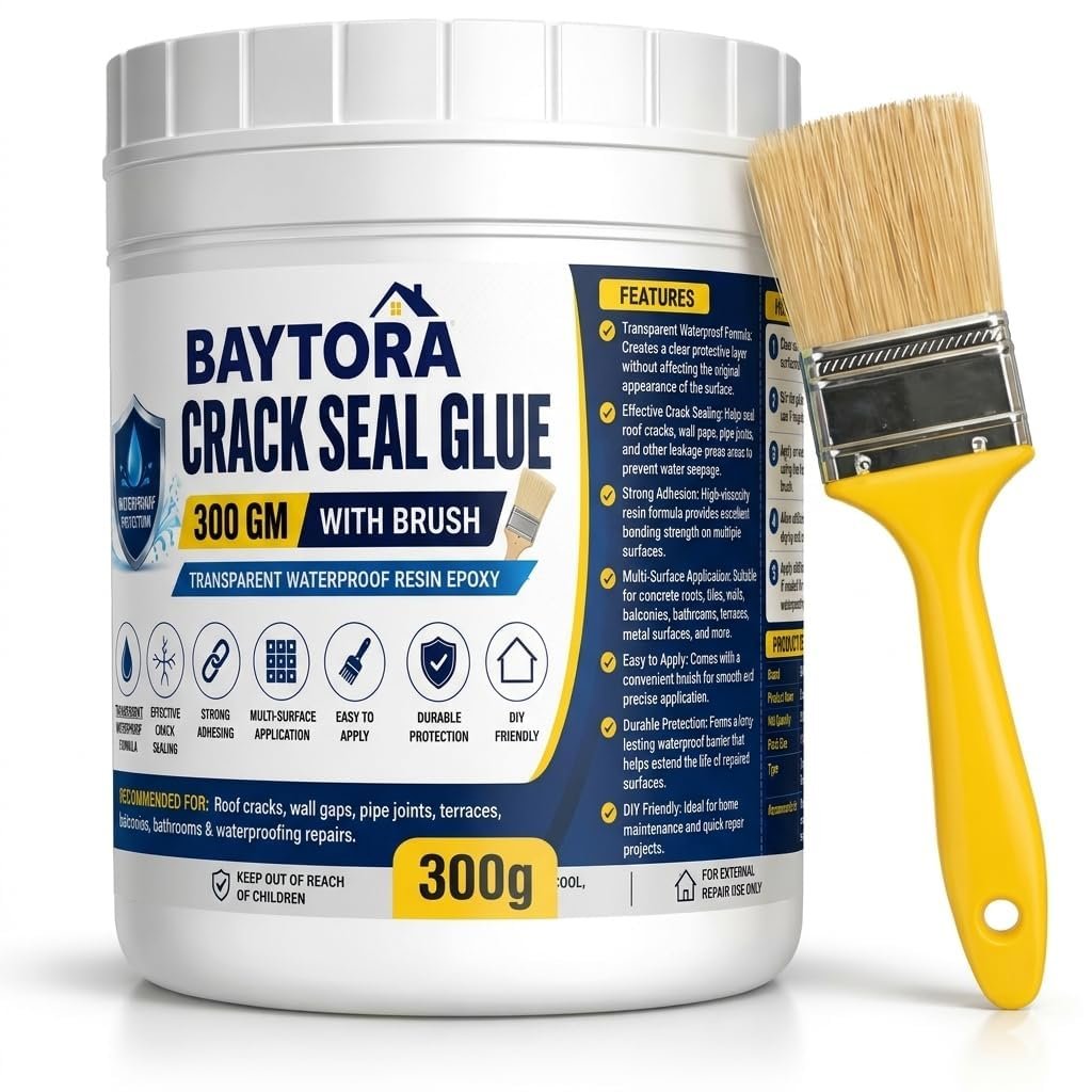 Waterproof Glue for Leakage Strong & Transparent Water Proof Glue Plus Brush Epoxy Resin for Water Proofing for Indoor & Outdoor Crack Seal Agent Roof Water Leakage Glue Adhesive Sealant 300gm