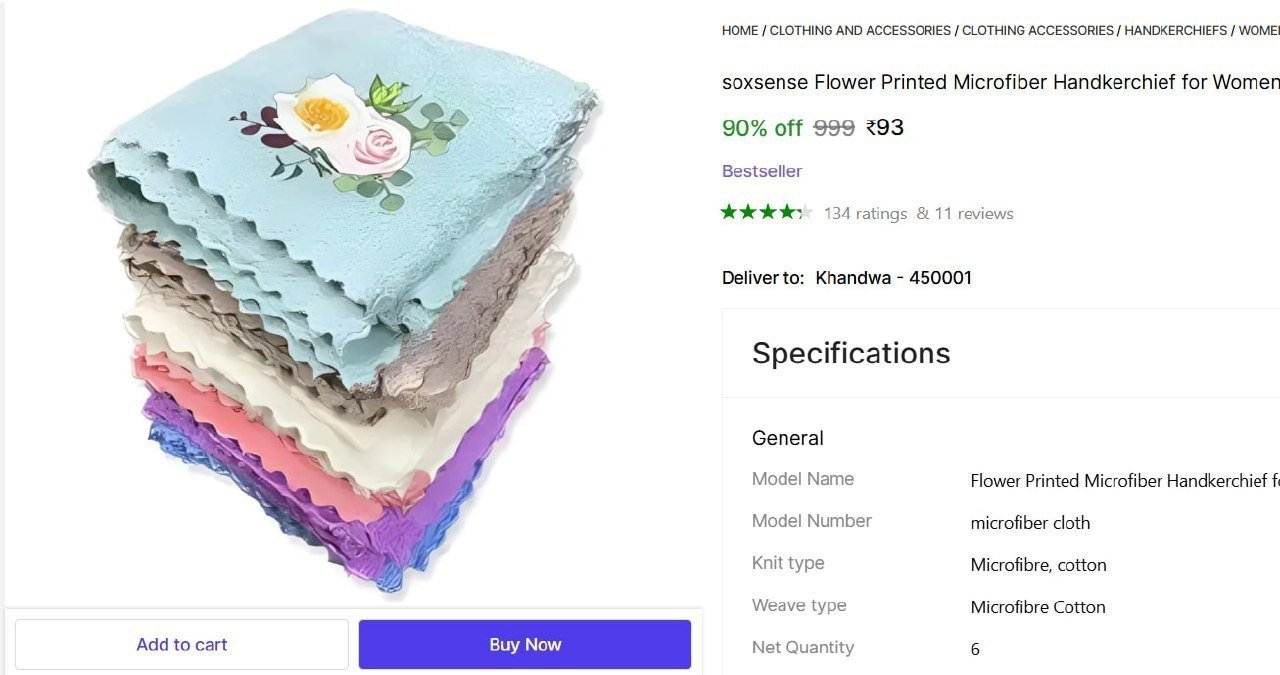 soxsense Flower Printed Microfiber Handkerchief for Women Kids & Girls ["Multicolor"] Handkerchief Price in India - Buy soxsense Flower Printed Microfiber Handkerchief for Women Kids &am